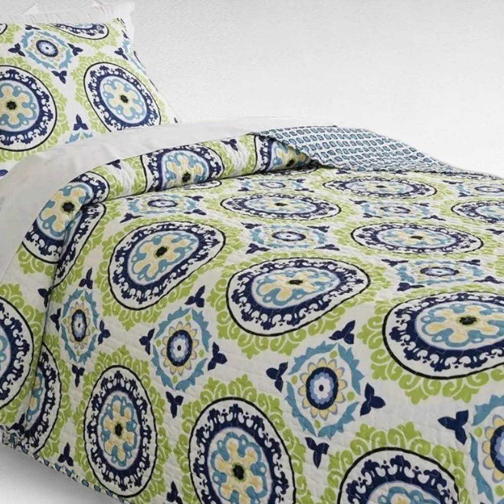 Danesha 2 Piece Twin Coverlet Set Blue Green
